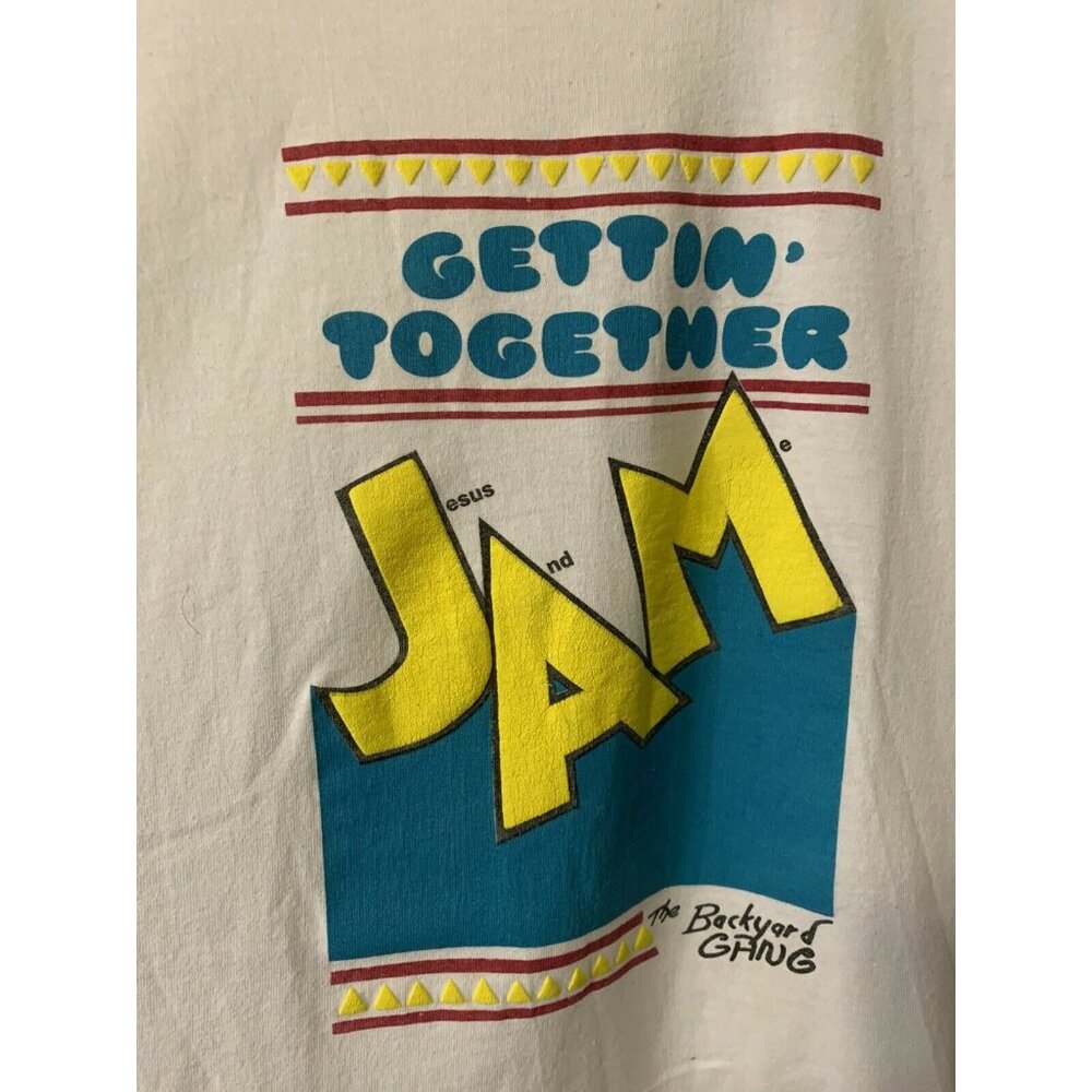 Vintage 1990s JAM Jesus And Me Puffy Print Single Stitch Screen Stars T Shirt XL